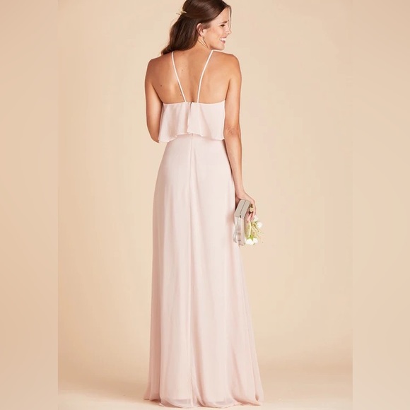 NWT BIRDY GREY Dress JULES DRESS CHIFFON PALE BLUSH Large BridesmaidDress Formal - Picture 2 of 8